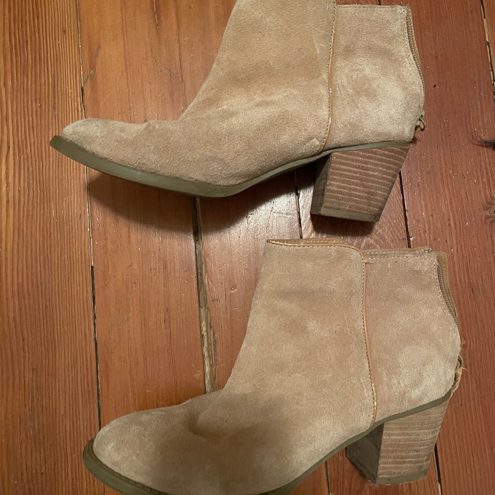 Tan suede booties